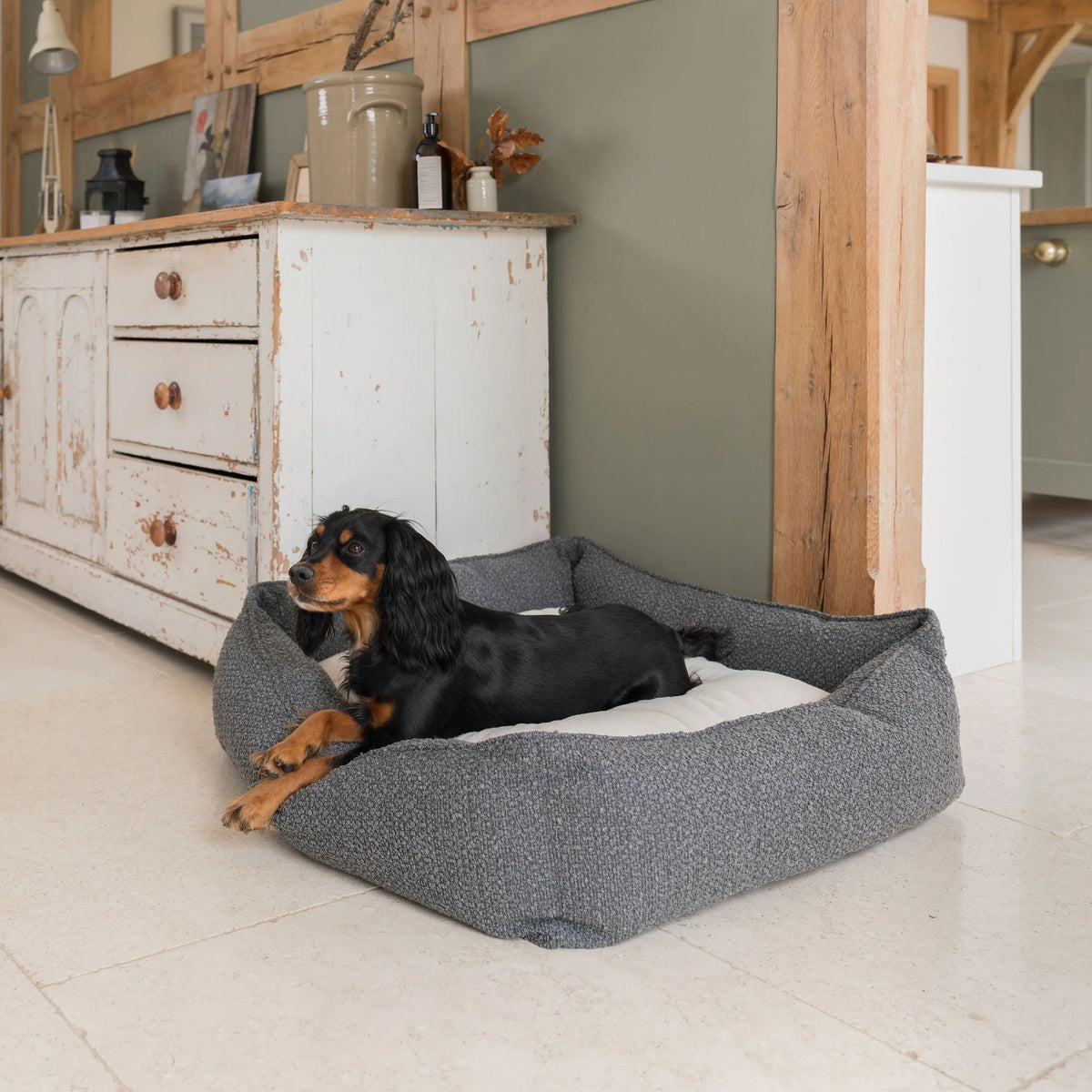 Box Bed For Dogs in Bouclé