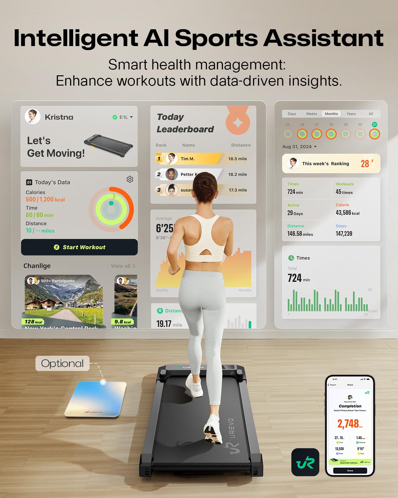 Smart Compact Under-Desk Walking Pad Treadmill