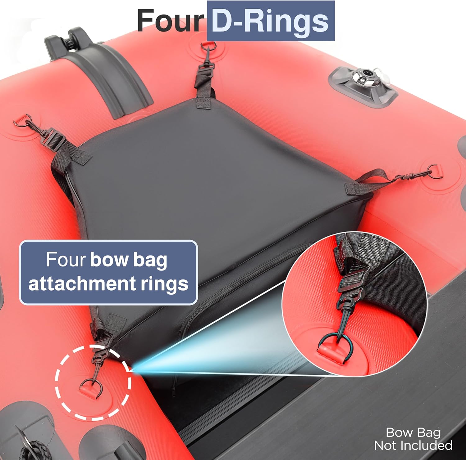 Multi-Person Inflatable Fishing Boat with Aluminum Floor, Oars and Rod Holders