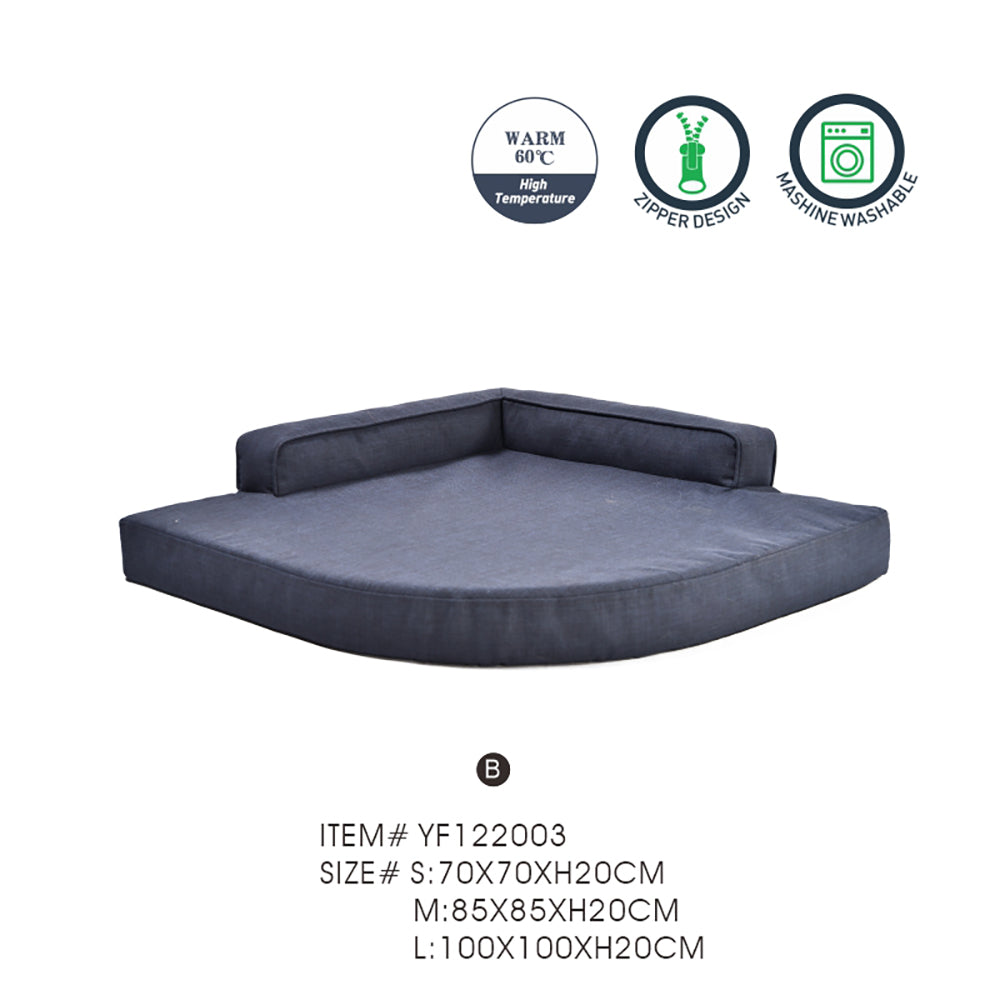 Dog Sofa Beds Imitation Linen Fabric Cushioned Pet Bed
