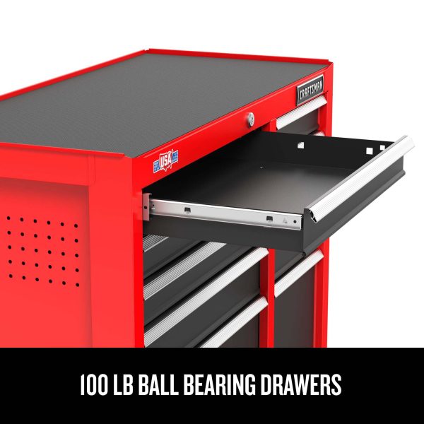 26-Inch W x 36.5-Inch H 5-Drawer Steel Rolling Tool Cabinet, Red
