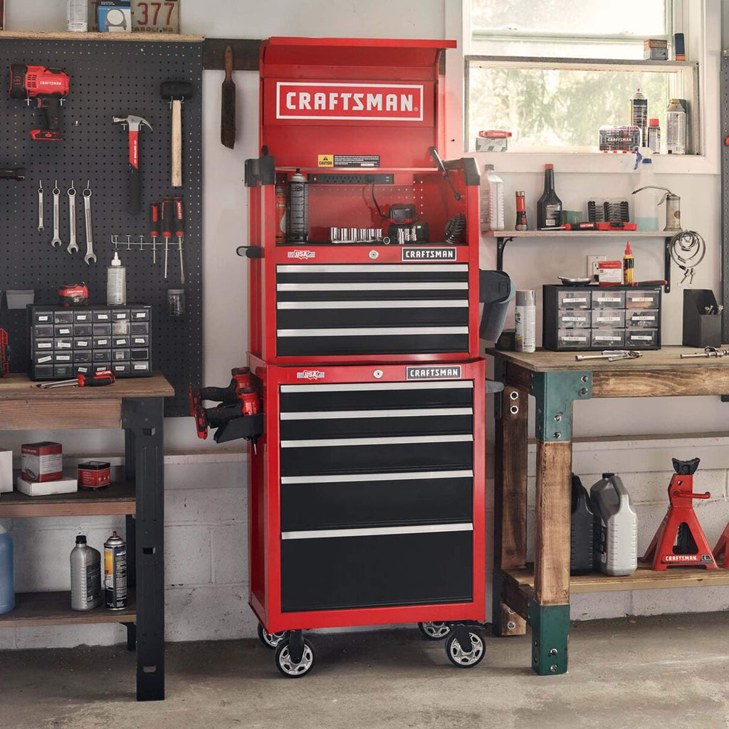 26-In. W x 36.5-In. H 5-Drawer Steel Rolling Tool Cabinet, Red