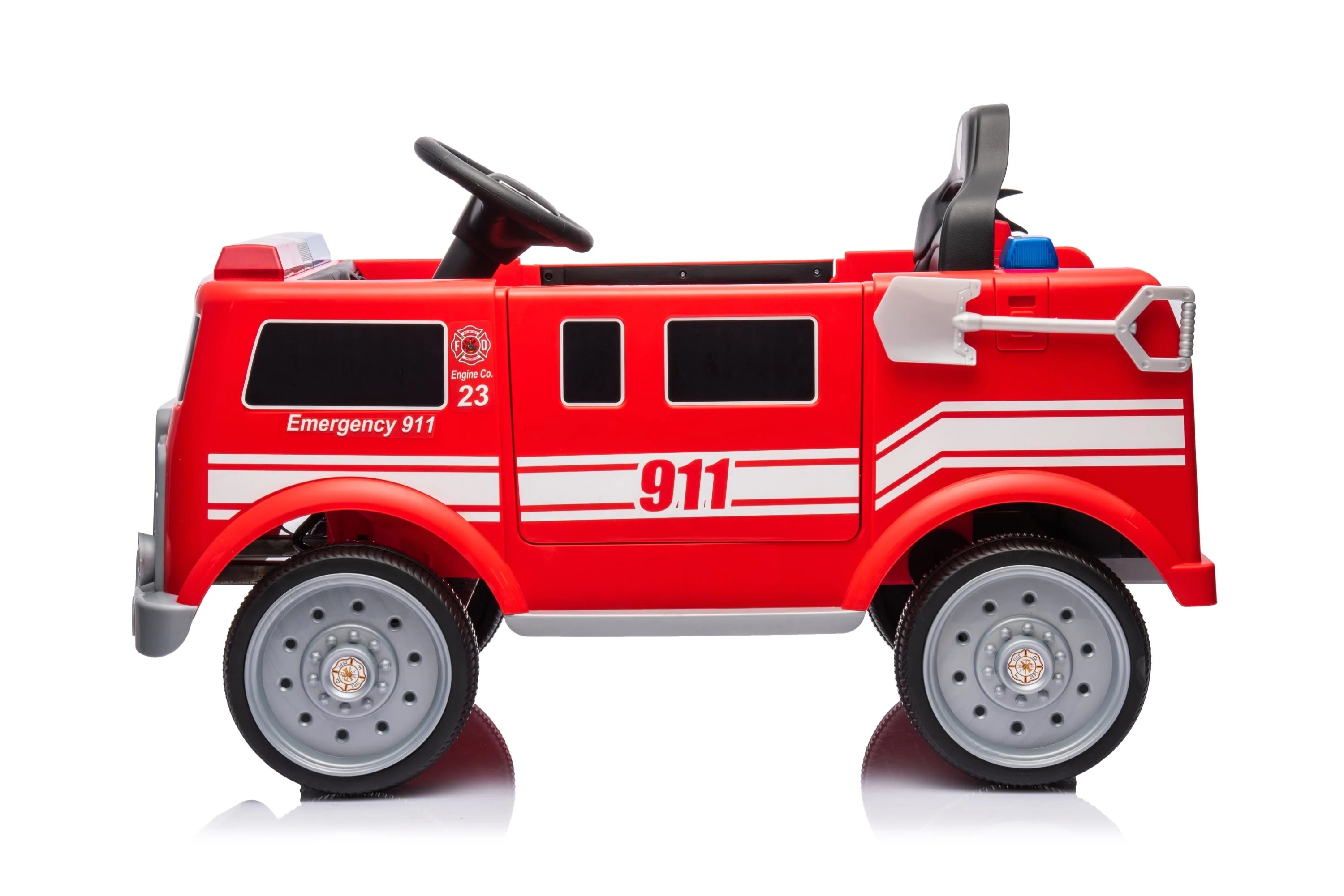 2026 12V Kids Fire Truck Electric Ride On One Seater with Leather Seat and RC