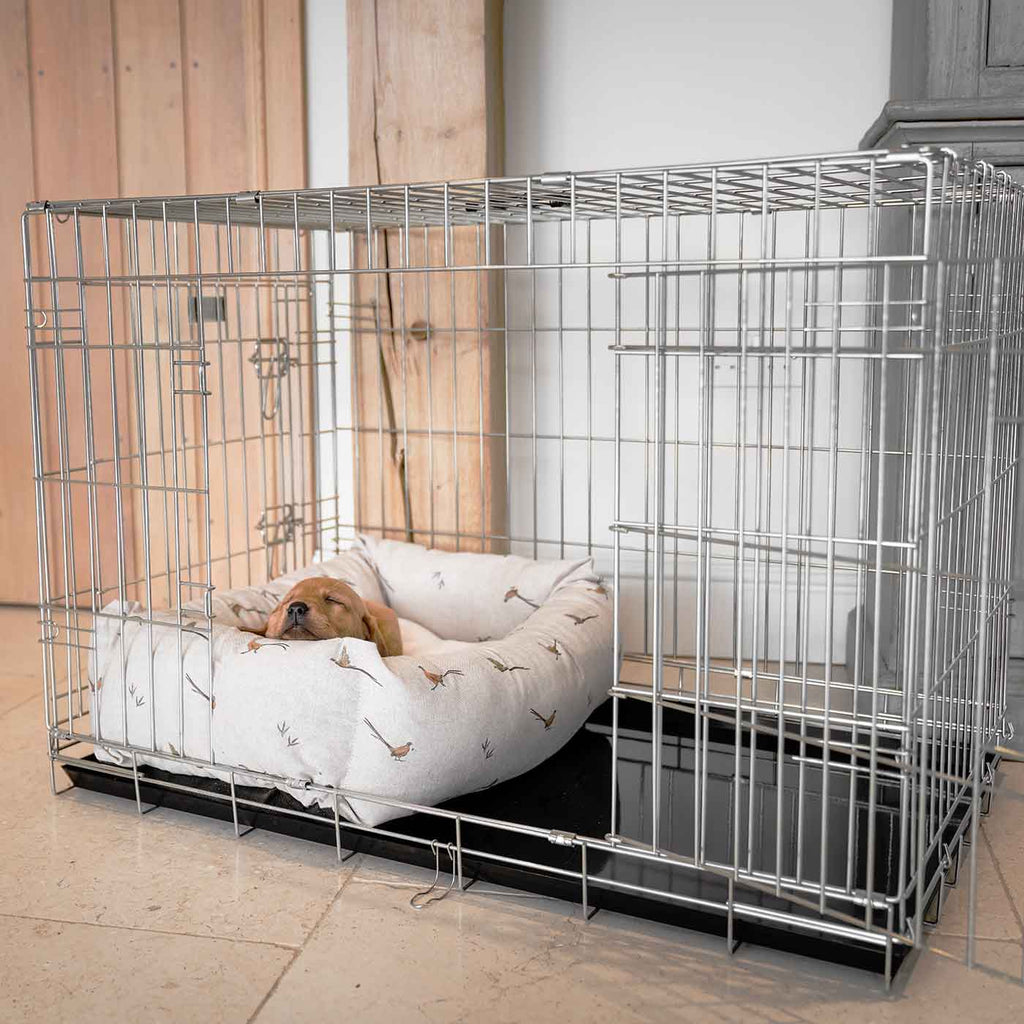 Cozy & Calming Puppy Cage Bed in Woodland Pheasant