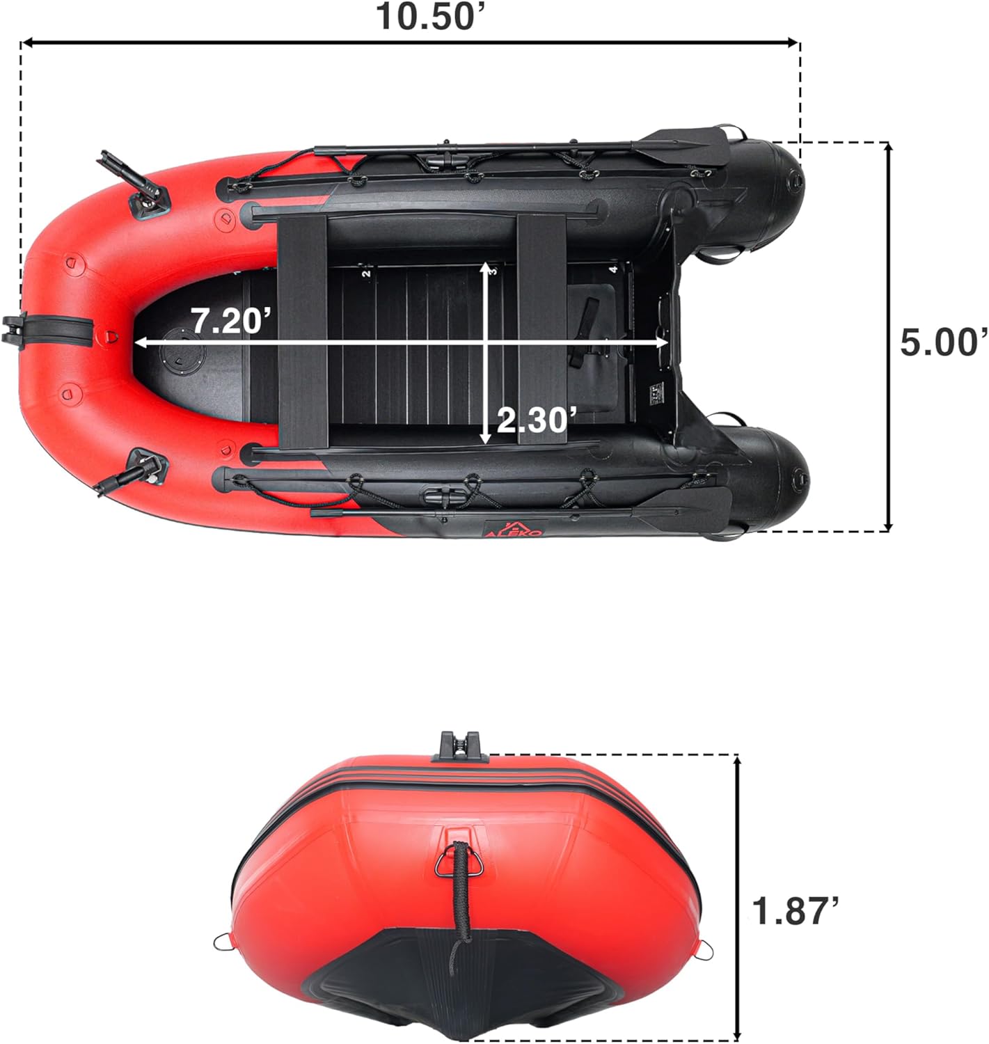 Multi-Person Inflatable Fishing Boat with Aluminum Floor, Oars and Rod Holders