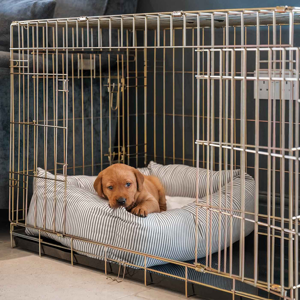 Cozy & Calming Puppy Cage Bed in Spots & Stripes