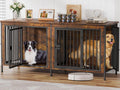 78.74" Dog Crate Furniture for 1 or 2 Dogs, 35 60 Pounds, Brown