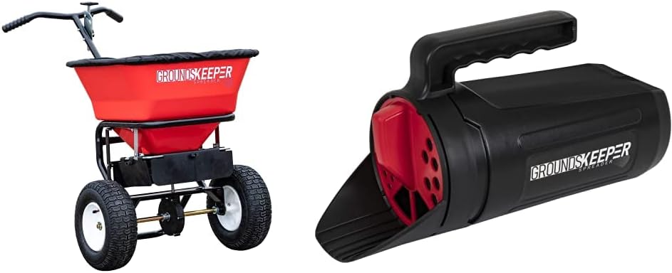 100-Lb. Walk-Behind Push Spreader for Salt, Ice Melt and Snow Melt with Grate and Cover