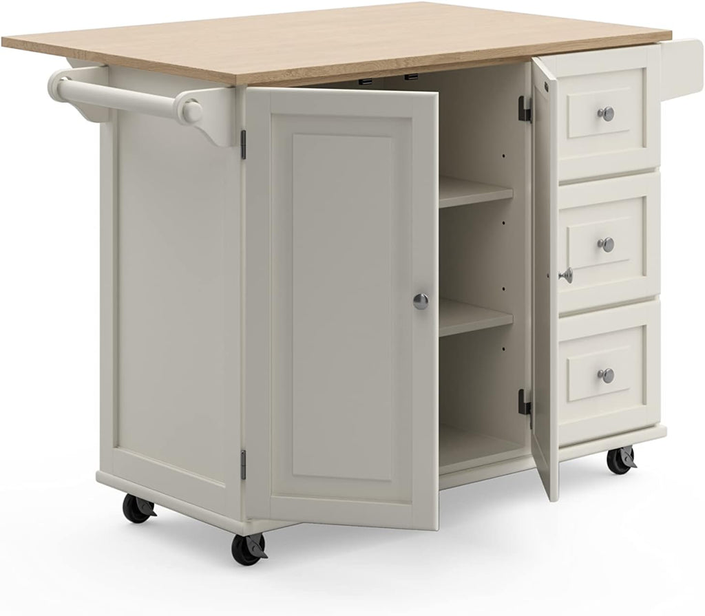 Mobile Kitchen Island Cart with Drop Leaf Breakfast Bar