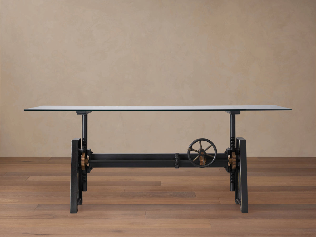 Crank Industrial Glass Top Desk