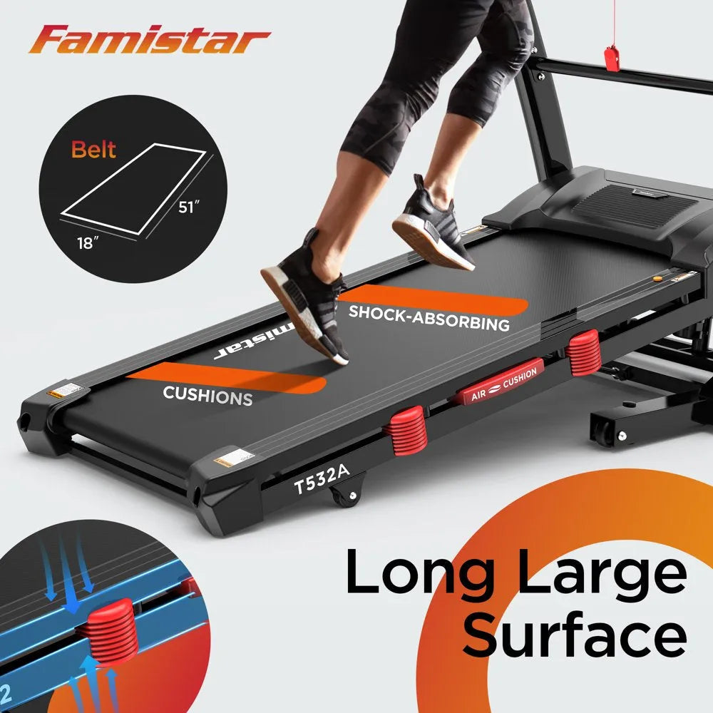 Folding Treadmill for Home with 15-Level Auto Incline, 300-Lb. Capacity and 10 MPH Speed