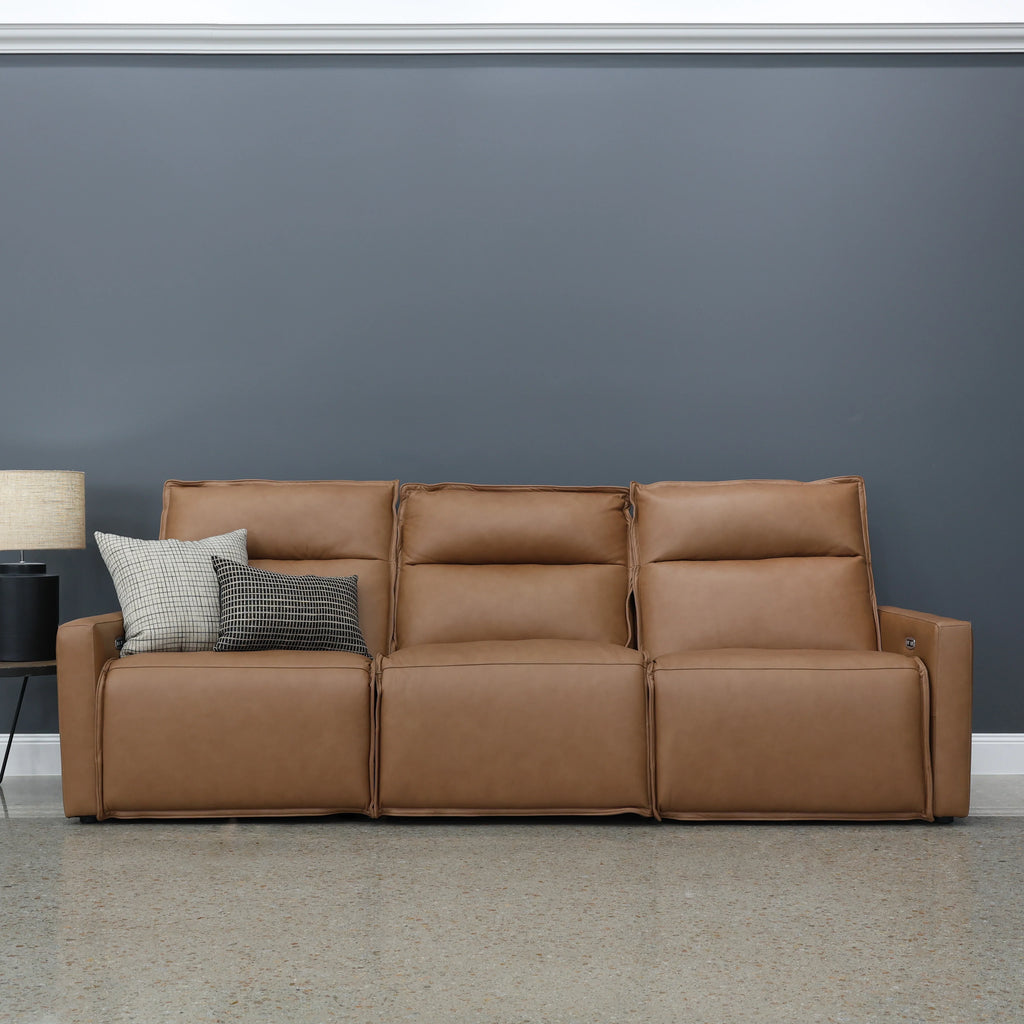 Bathurst Electric Reclining Sofa Tan Leather