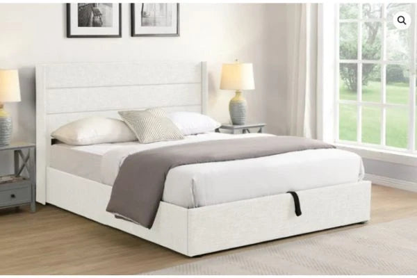 T2160W Off White Hydraulic Lift Storage Platform Bed