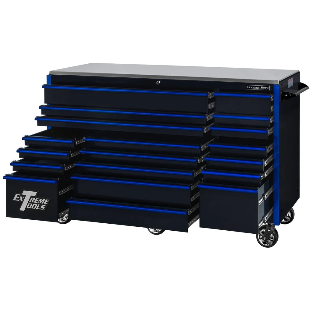72-Inch x 30-Inch 19-Drawer Roller Cabinet with 250-Lb. Drawer Slides