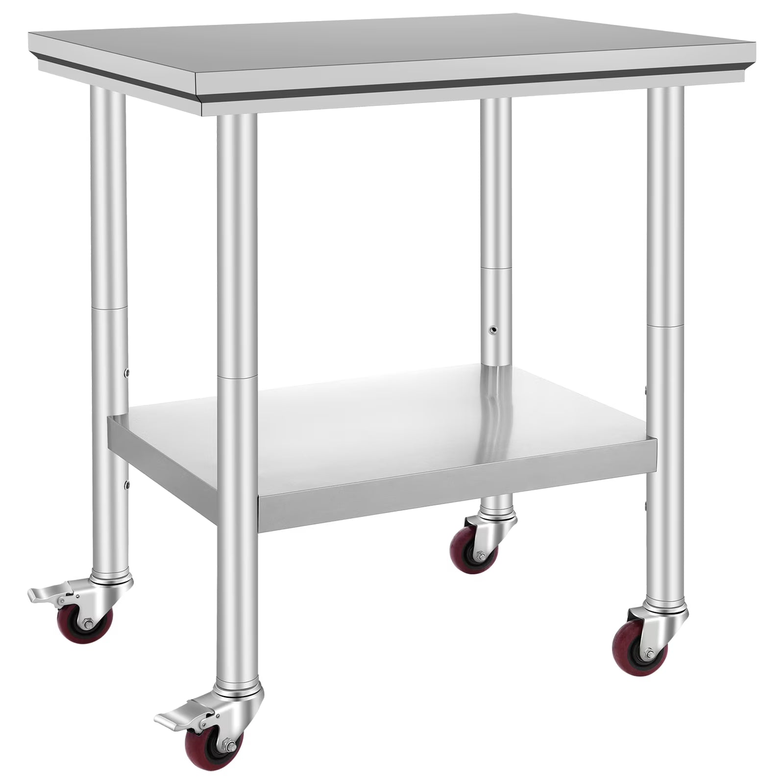 KFFKFF Stainless Steel Work Table with Wheels 24 x 30 Prep Table with casters Heavy Duty Work Table for Commercial Kitchen Restaurant Business (24 x