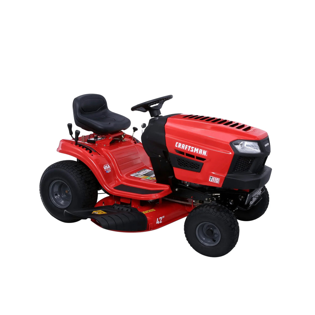 42-Inch Riding Lawn Mower, 17.5 HP Gas Engine, 7-Speed Transmission, Wide Cutting Deck for Residential Lawn Maintenance