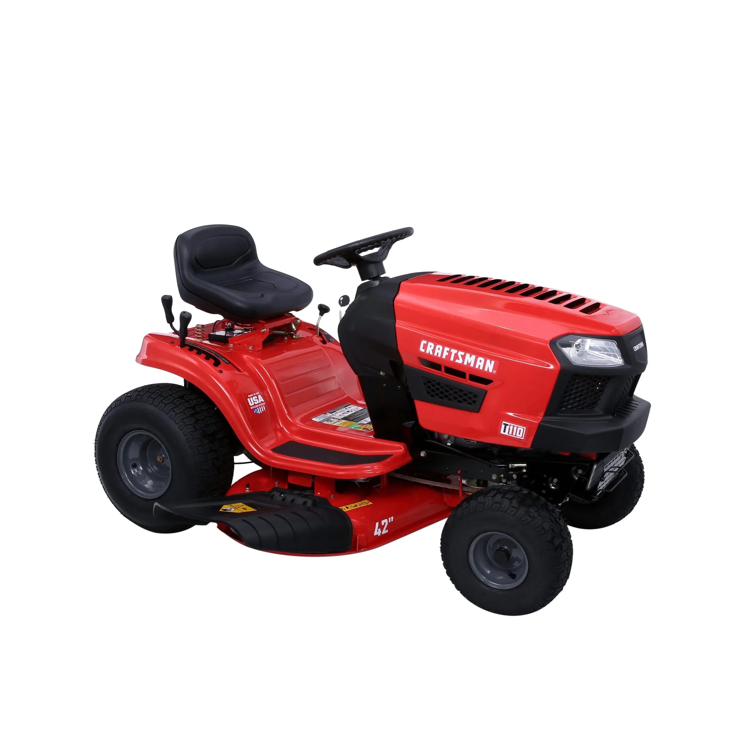 42-Inch Riding Lawn Mower, 17.5 HP Gas Engine, 7-Speed Transmission, Wide Cutting Deck for Residential Lawn Maintenance