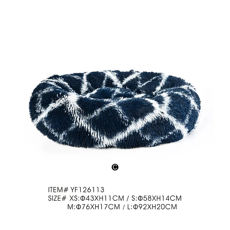Round Plush Dog Bed Fluffy Donut Pet Bed