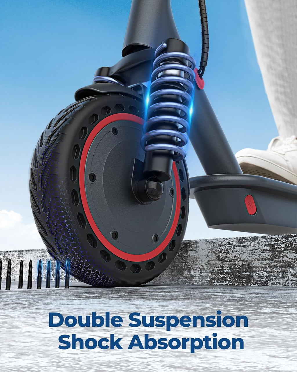 Electric Scooter, 350W/500W Powerful Motor, 8.5"/10" Solid Tires, 19/22Mph, 28/21/12 Miles Range,Dual Braking