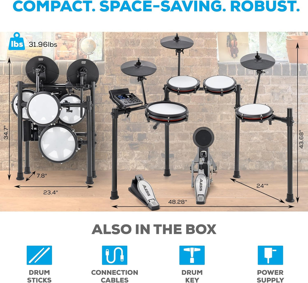 Electronic Drum Set with Mesh Pads and Bluetooth