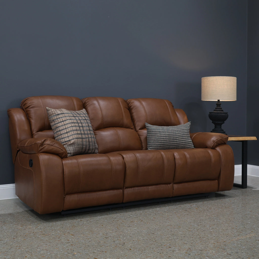 Bendigo Manual Reclining Sofa Tan Leather