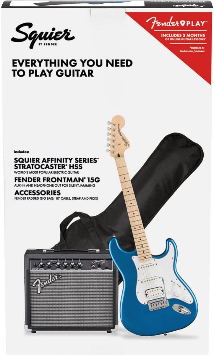 HSS Electric Guitar Pack with Maple Fingerboard, Lake Placid Blue