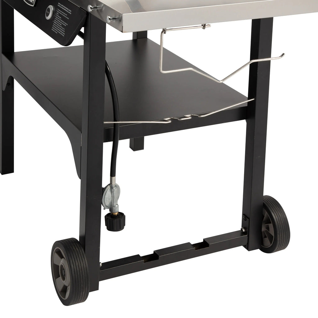 50,000 BTU Propane Outdoor Wok Station with Prep Table and 14-Inch Carbon Steel Wok, Black