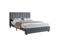 IF 5483 Grey Linen Platform Bed with Footboard Storage Drawer