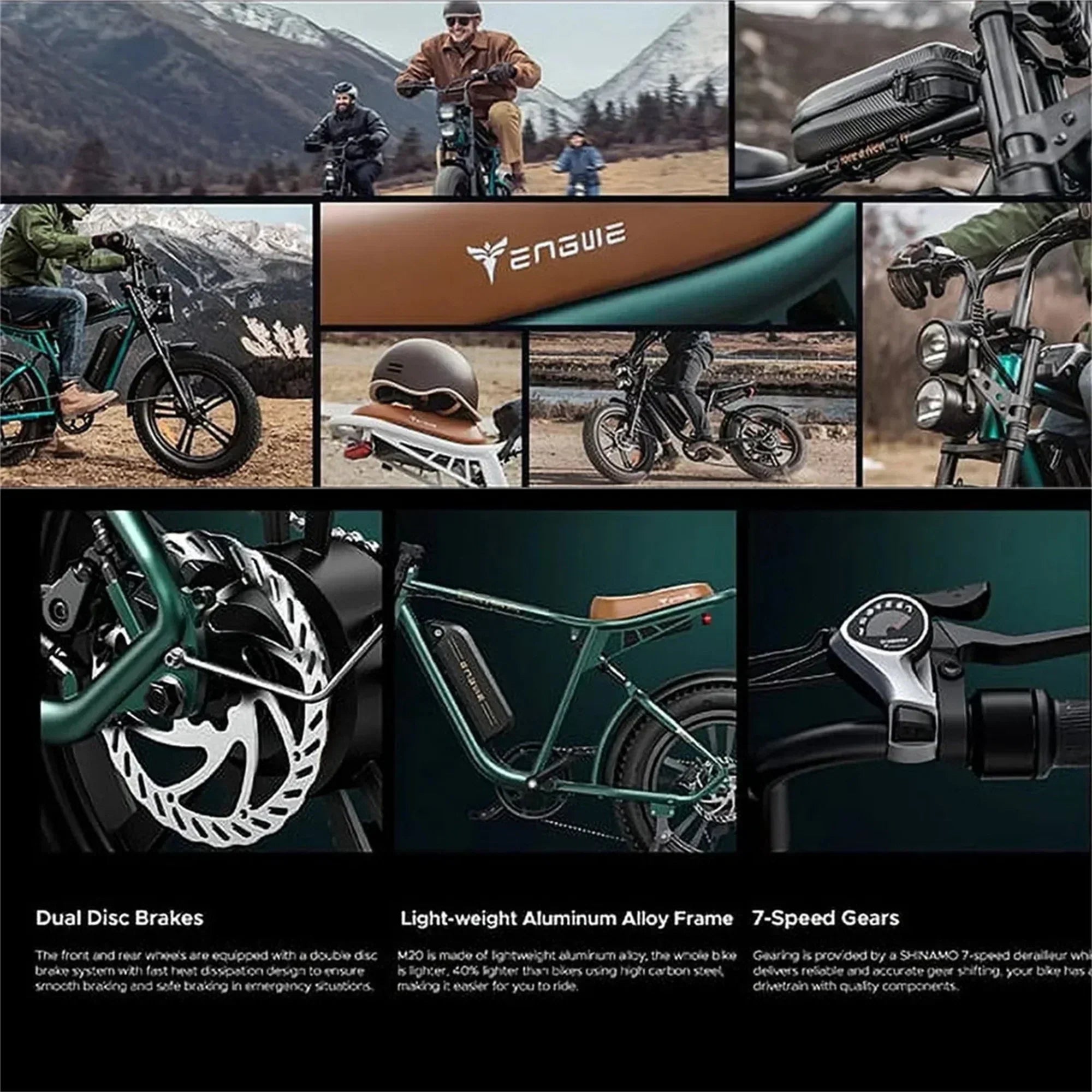1000W Retro-Style Electric Bike for Adults, 28MPH, 94-Mile Range, 20 x 4.0 Fat Tires, Full Suspension, UL Certified
