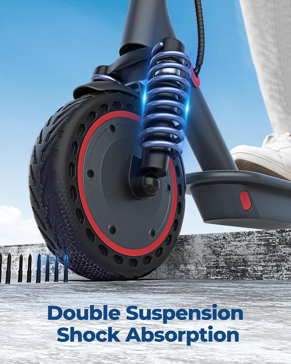 Electric Scooter with 350W/500W Motor, 8.5"/10" Solid Tires, 19/22 MPH, Up to 28-Mile Range