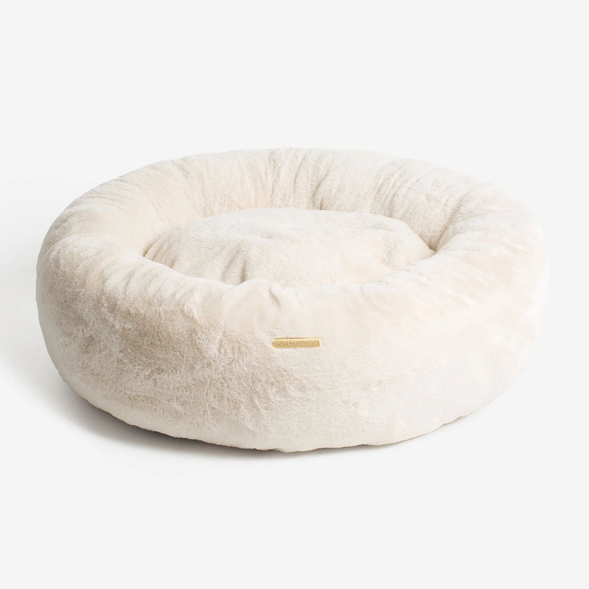 Donut Bed in Calming Anti Anxiety Cream Faux Fur