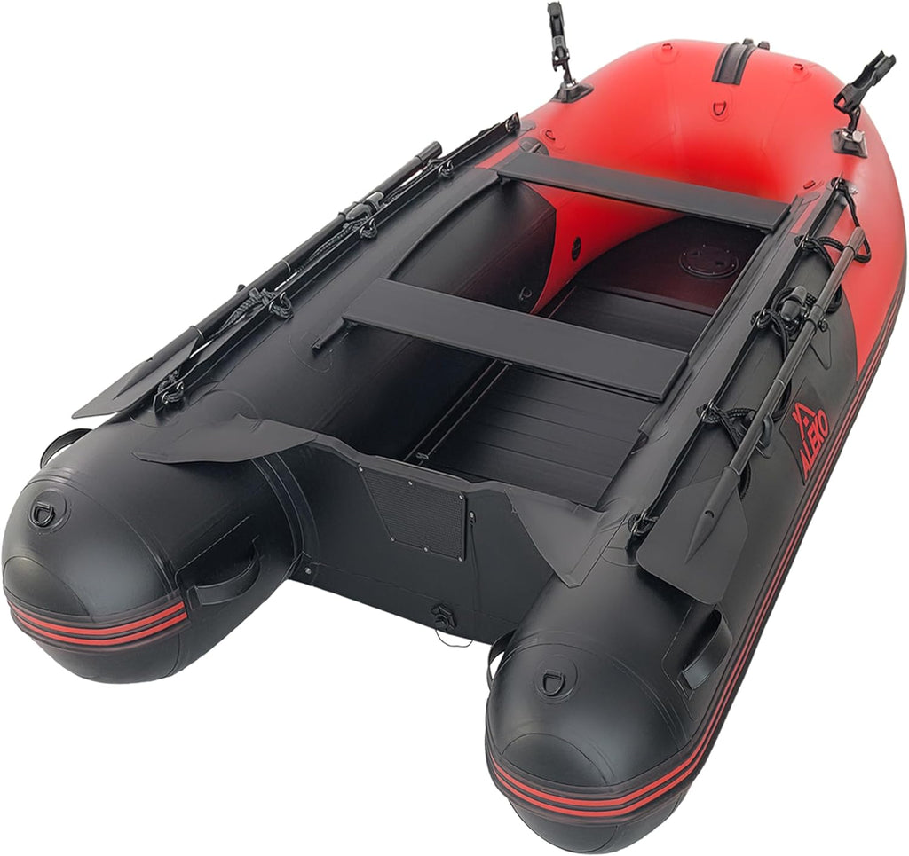 Multi-Person Inflatable Fishing Boat with Aluminum Floor, Oars and Rod Holders