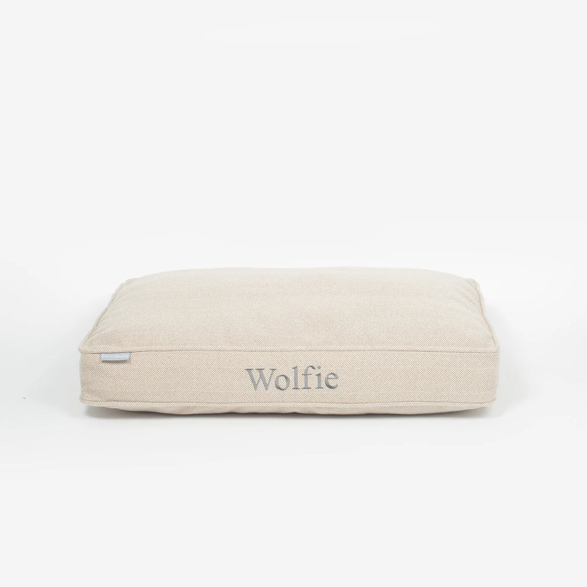 Dog Cushion in Natural Herringbone Tweed