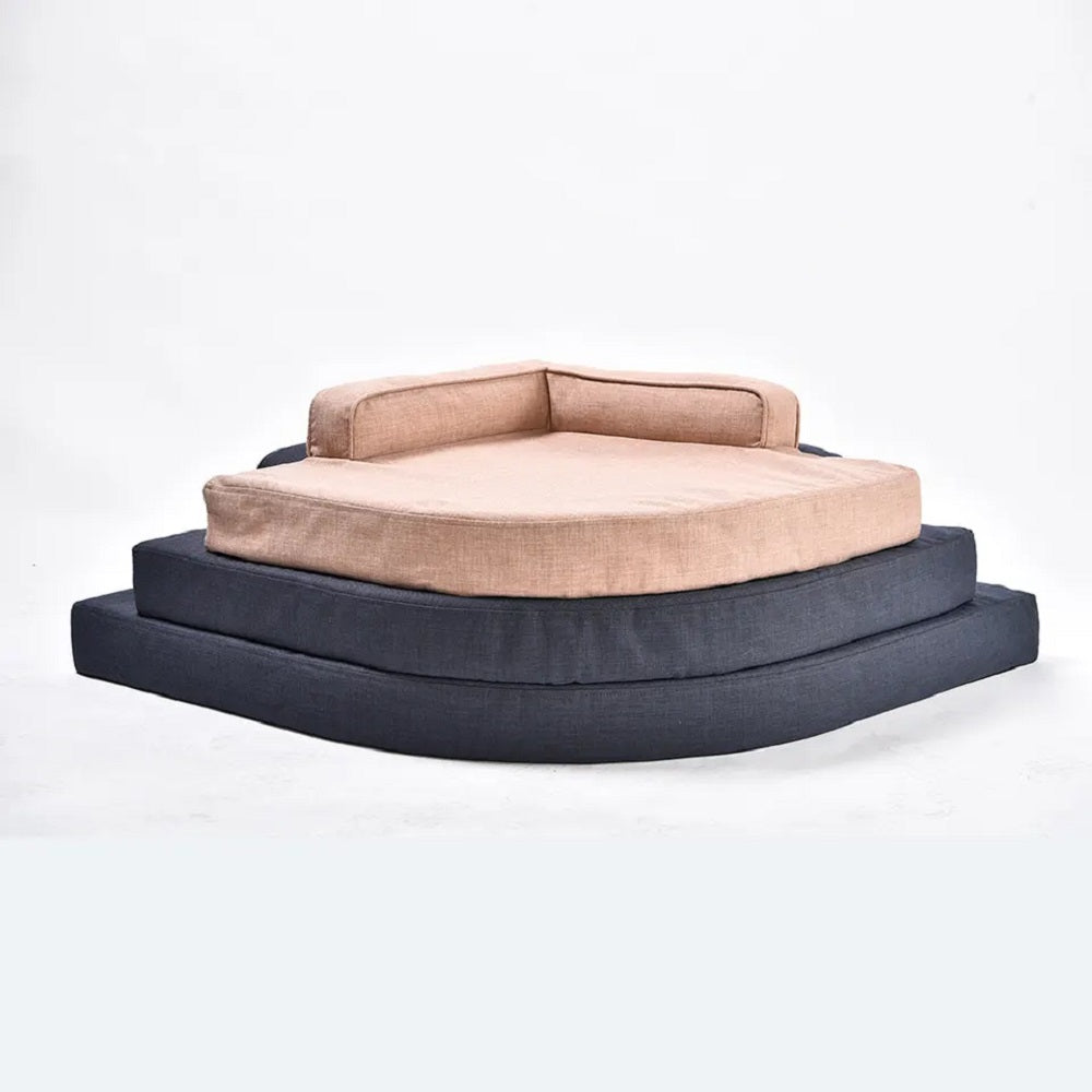 Dog Sofa Beds Imitation Linen Fabric Cushioned Pet Bed