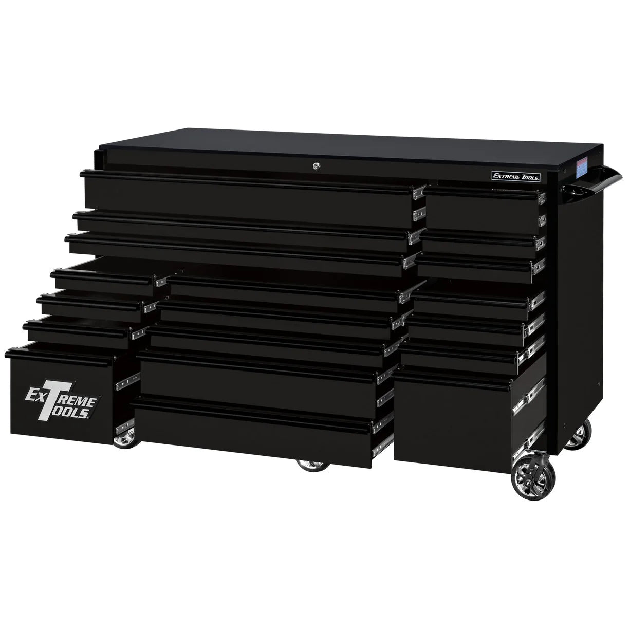 72-Inch x 30-Inch 19-Drawer Roller Cabinet with 250-Lb. Drawer Slides