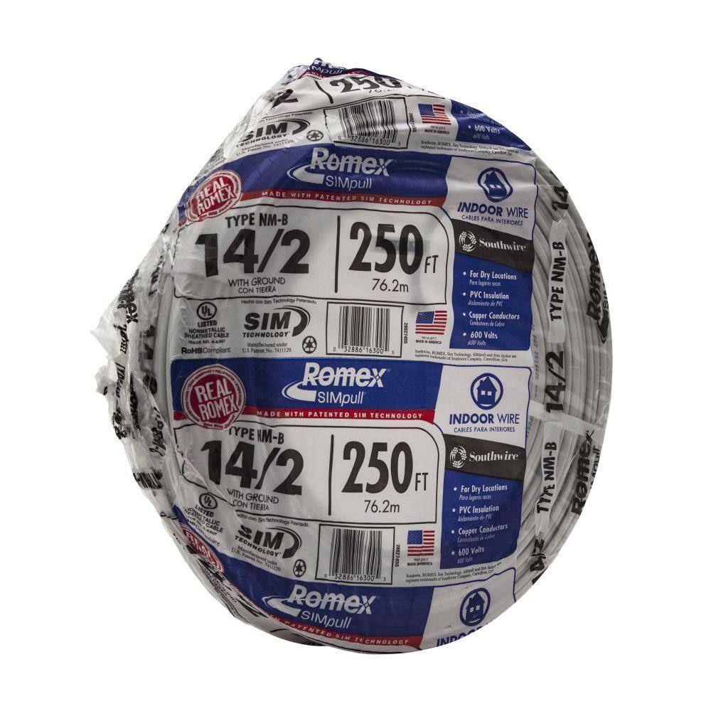 250 ft. 14/2 Solid Copper NM-B Electrical Wire with Ground