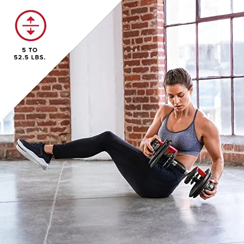 Pair of Adjustable Dumbbells, 5-52.5 Lbs., Space-Saving Home Gym Equipment