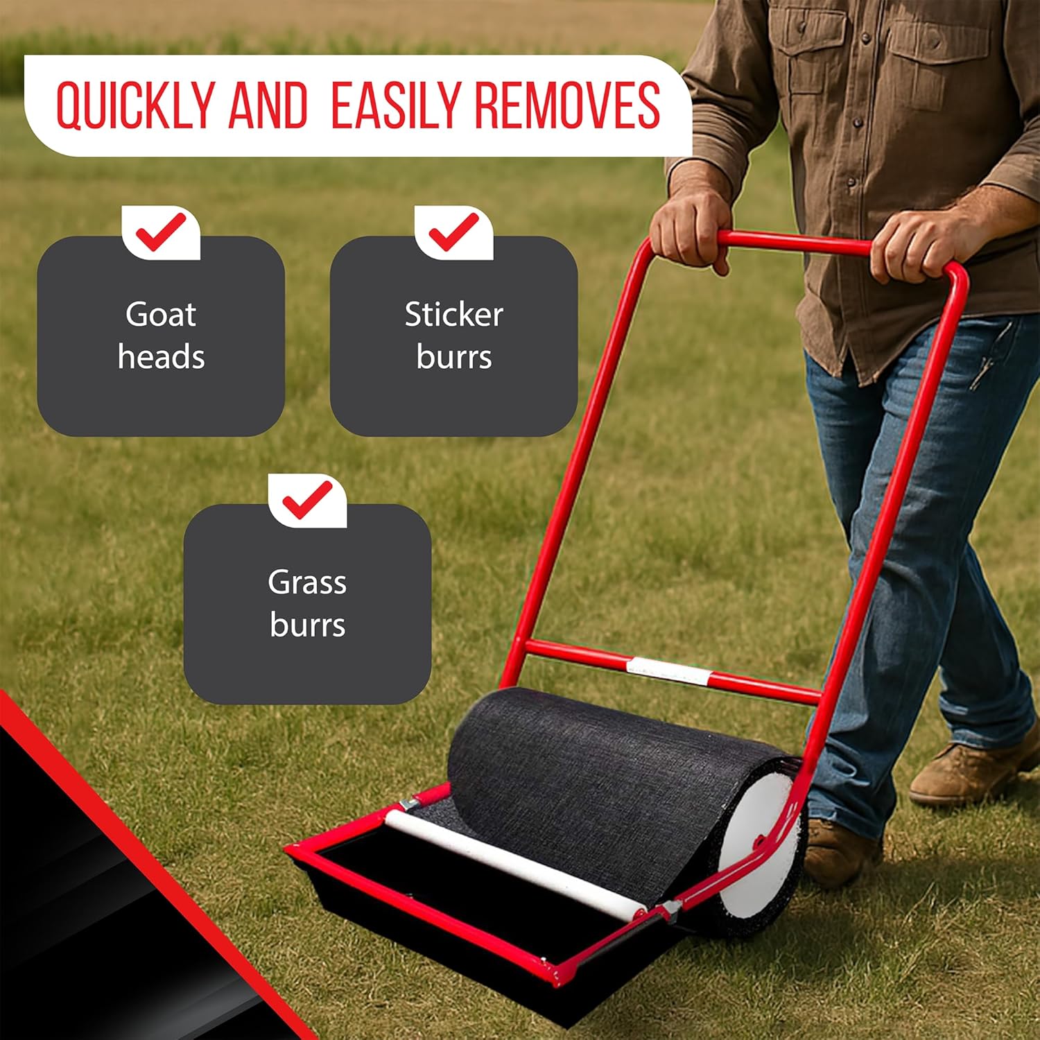 18-Inch Push Burr Roller Remover Yard Tool