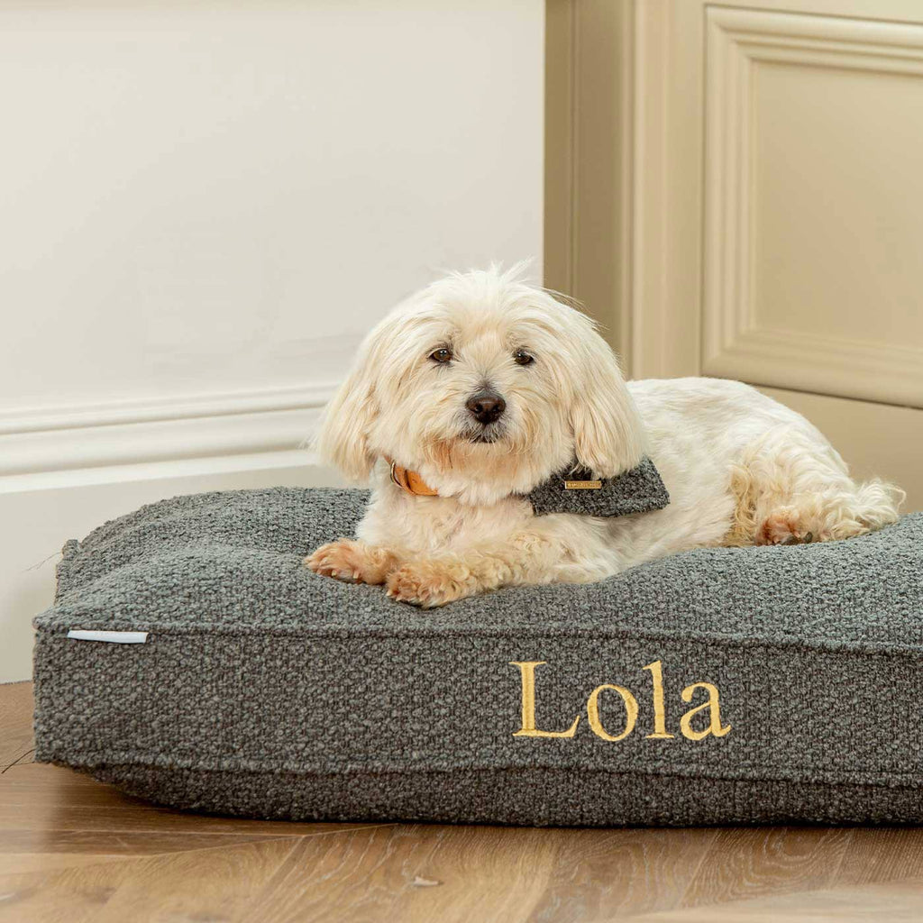 Dog Cushion in Granite Bouclé