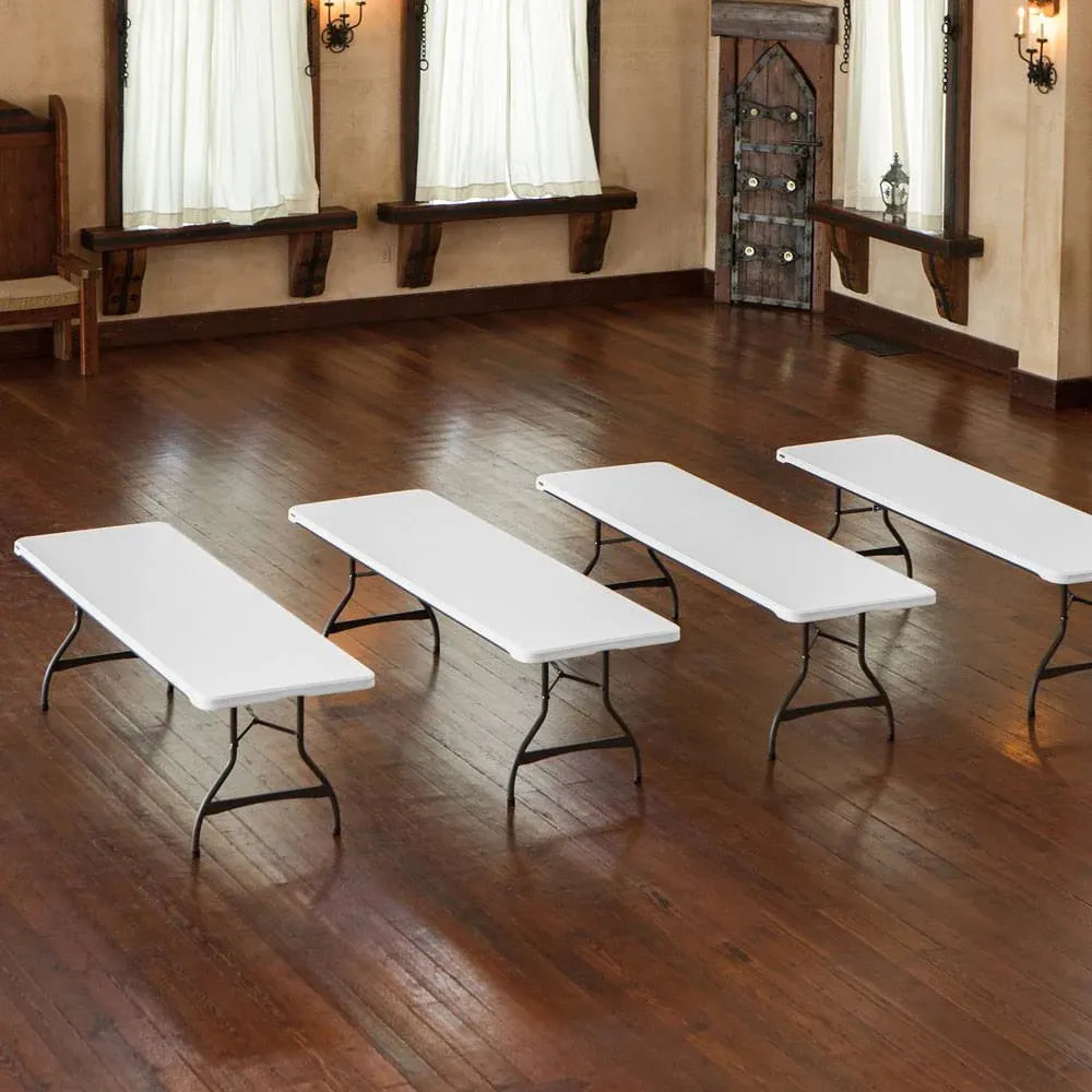 4-Pack Commercial Stacking 8-Ft. Folding Tables, White