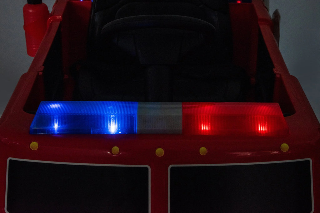 2026 12V Kids Fire Truck Electric Ride On One Seater with Leather Seat and RC