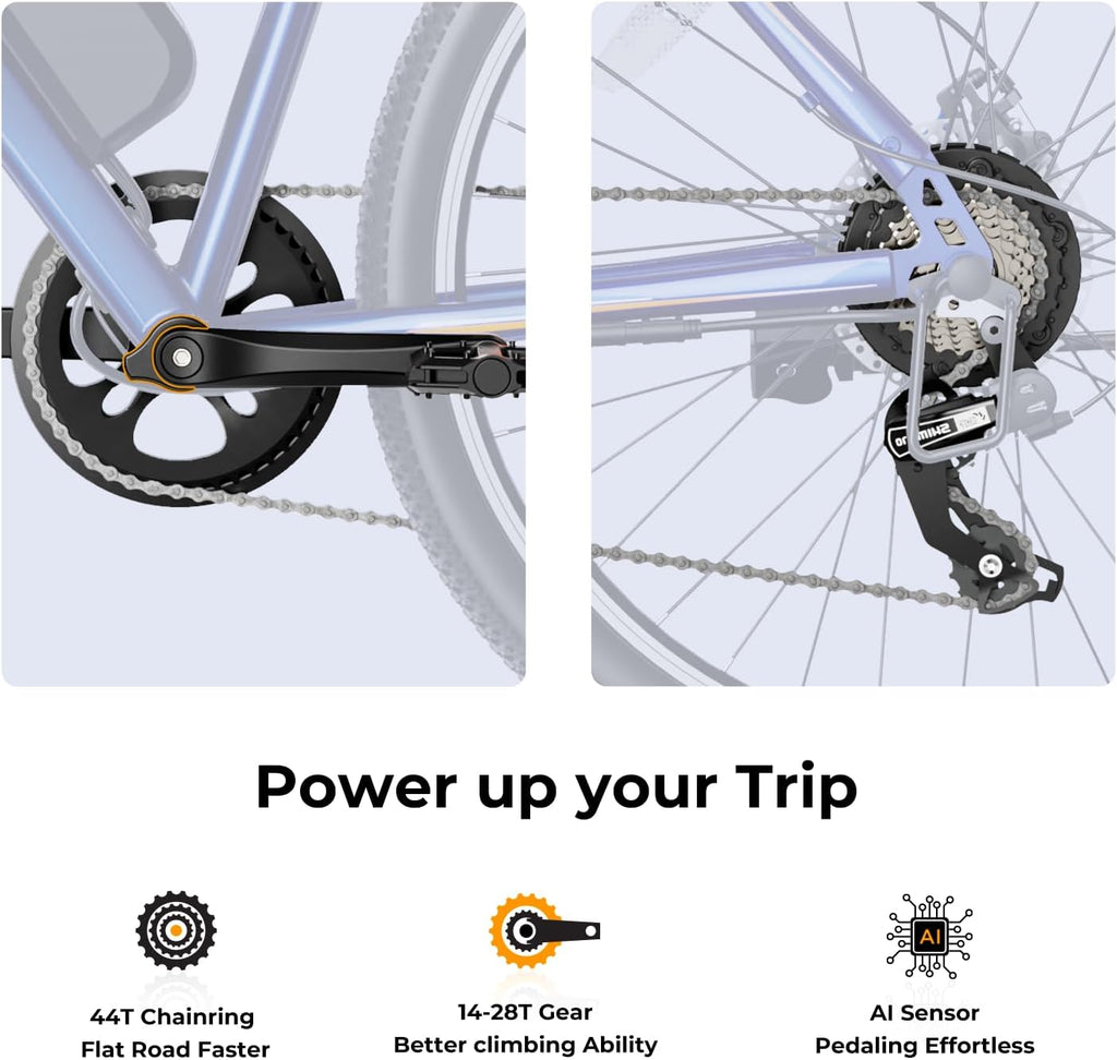 500W Electric Bike, 40-Mile Range, 20 MPH Top Speed
