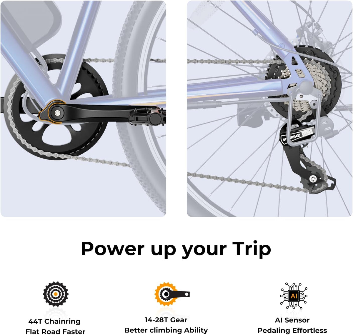 500W Electric Bike, 40-Mile Range, 20 MPH Top Speed