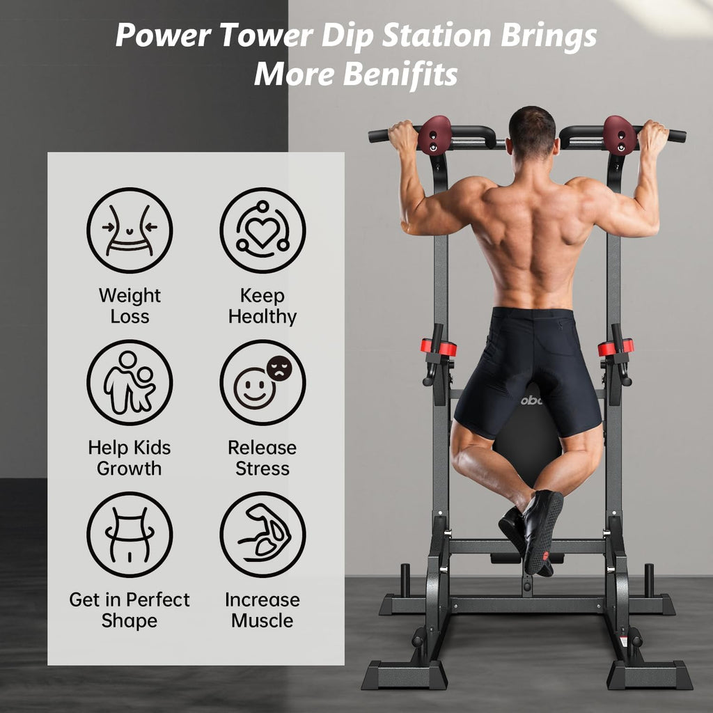 Adjustable Power Tower with Dip Station, Pull-Up Bar and Supine Board