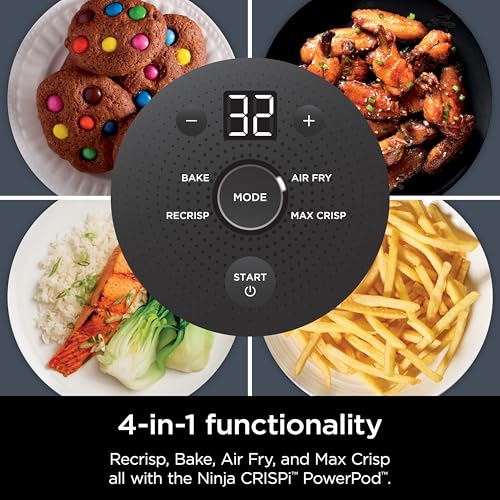 4-in-1 Portable Glass Air Fryer Cooking System with 4QT & 6-Cup Glass Containers and Storage Lids, Cyberspace