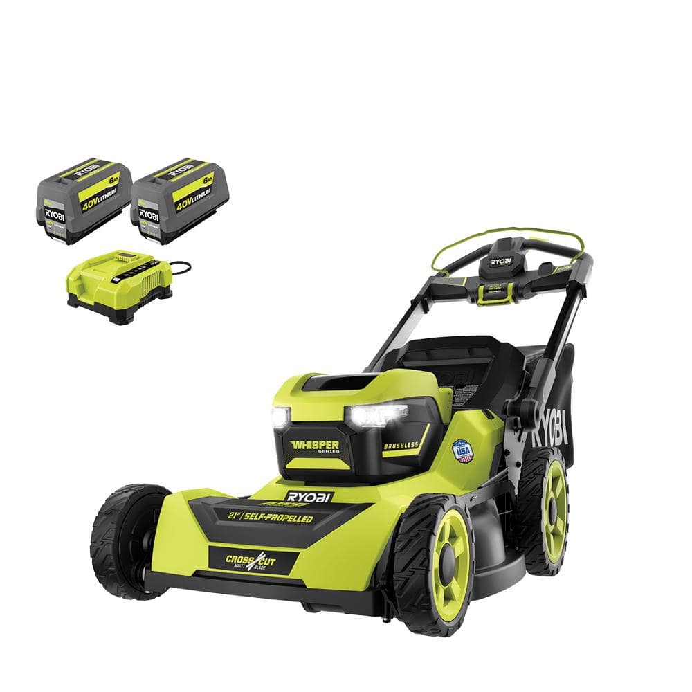40V Brushless 21-Inch Self-Propelled AWD Lawn Mower with Two 6.0Ah Batteries and Charger