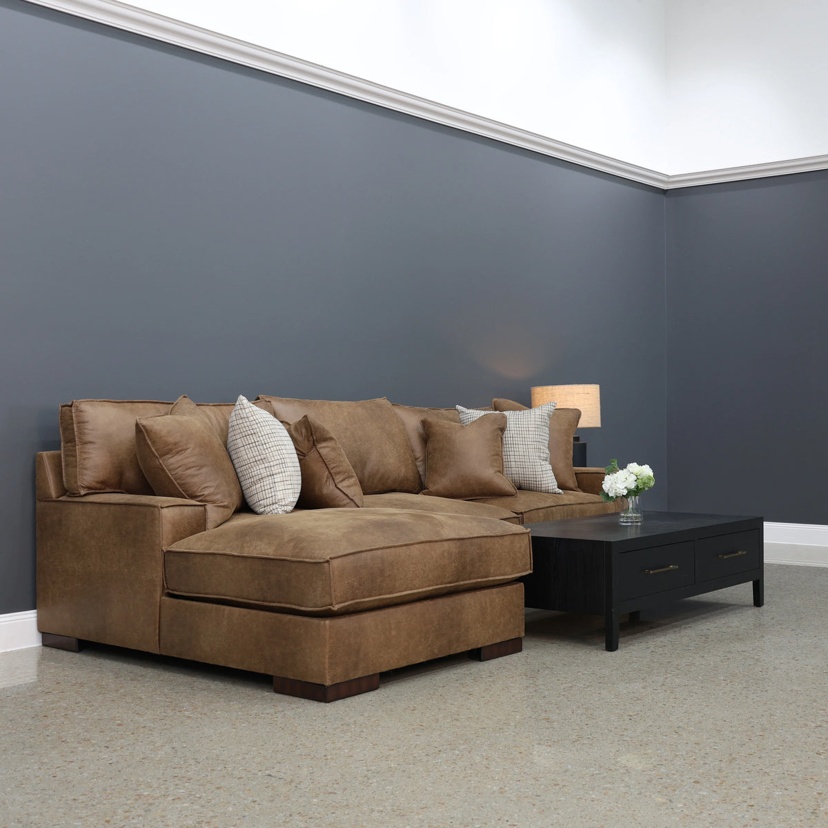 Gembrook LHF Sofa Chaise Tan Leather Air