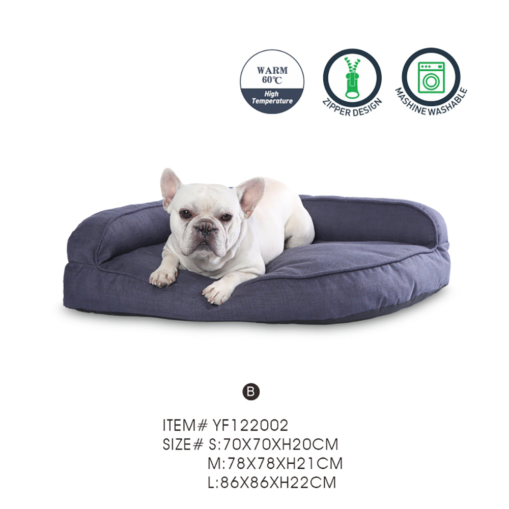 Dog Couch Bed Imitation Linen Fabric Large Comfy Pet Bed