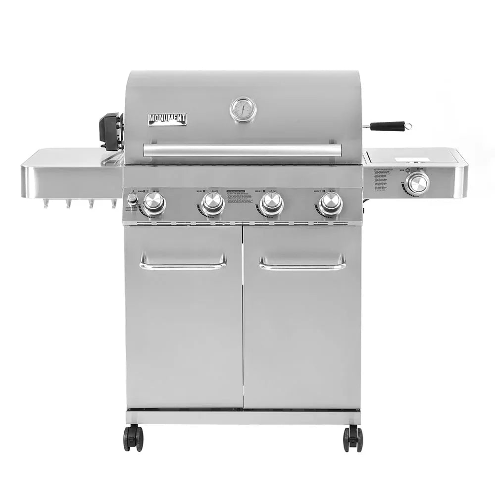 4-Burner Stainless Steel Propane Gas Grill with Rotisserie