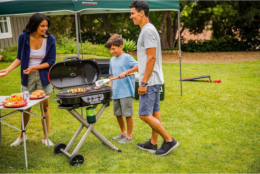 Portable Stand-Up Propane Grill with 3 Adjustable Burners, Push-Button Ignition and 20,000 BTU